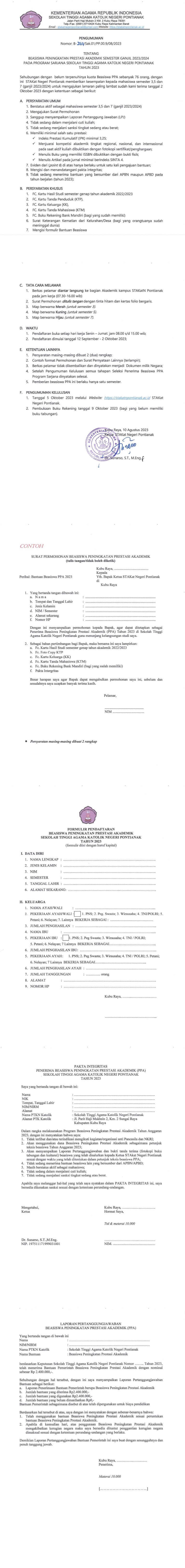 Surat Edaran Tentang Beasiswa PPA Tahun Akademik 2023 Ganjil